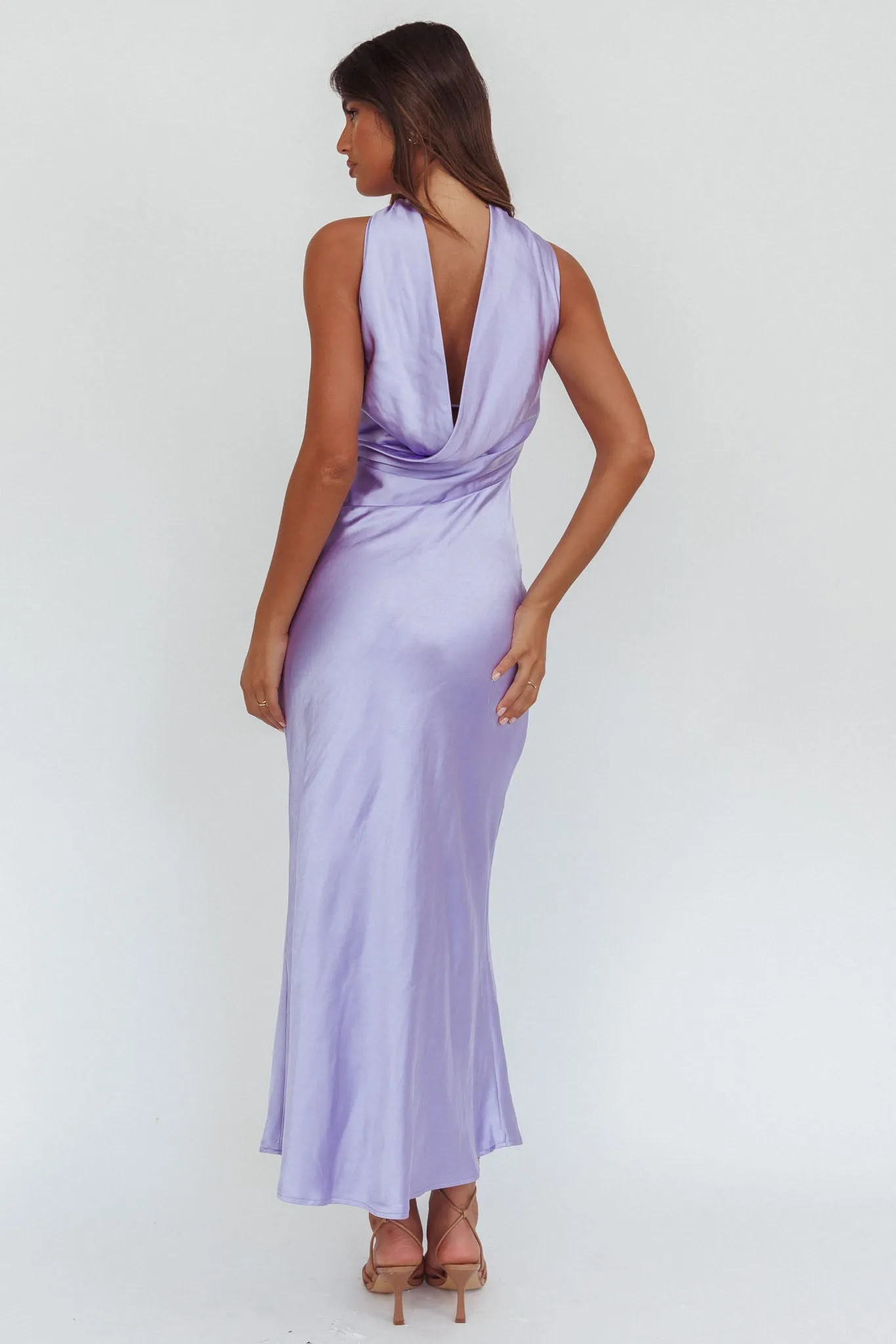 Damsel Reverse Halter Maxi Dress Satin Lilac sold by Selfie Leslie product image thumbnail 2