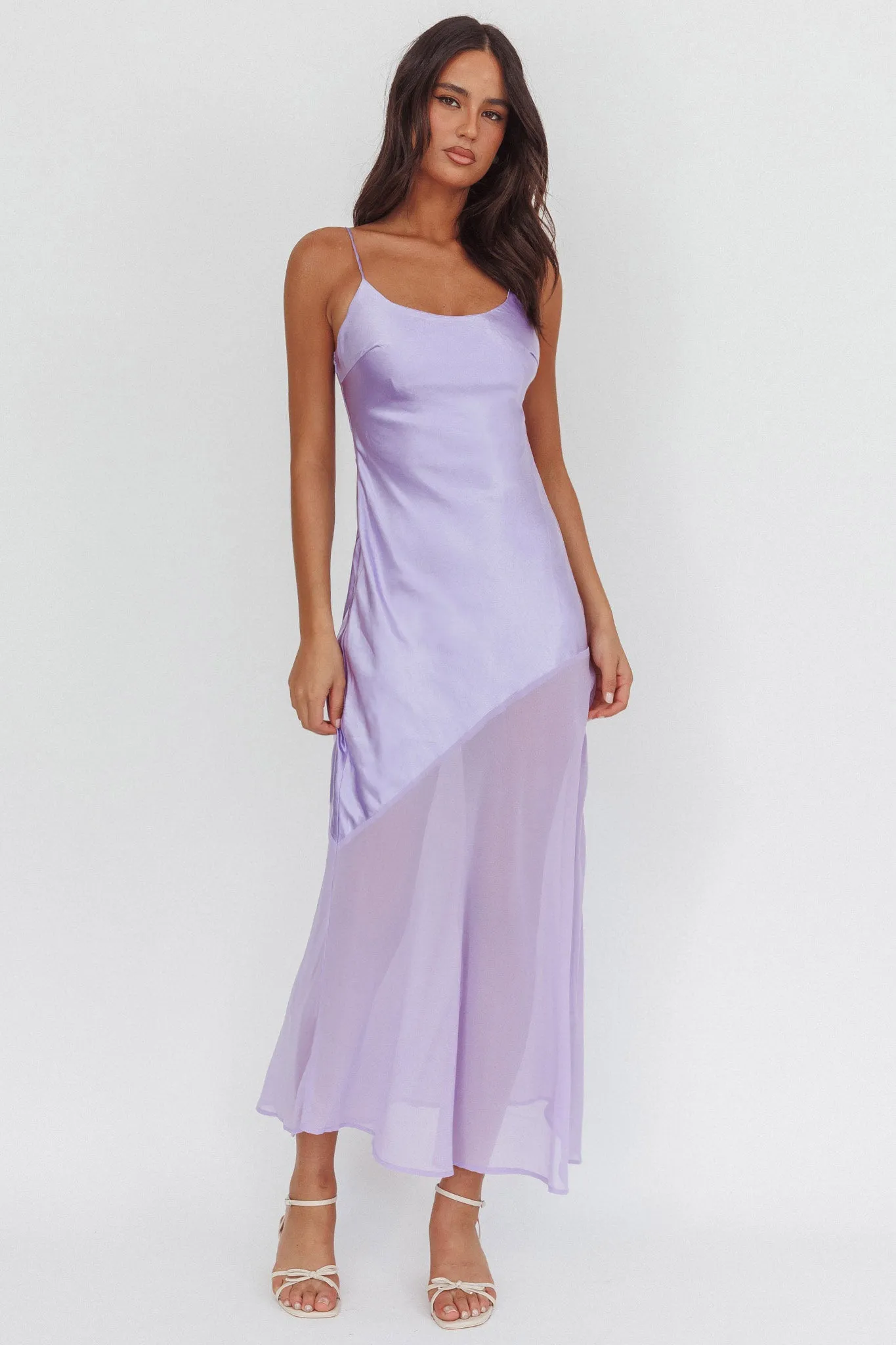Gilded Dream Chiffon Hem Maxi Dress Lilac sold by Selfie Leslie