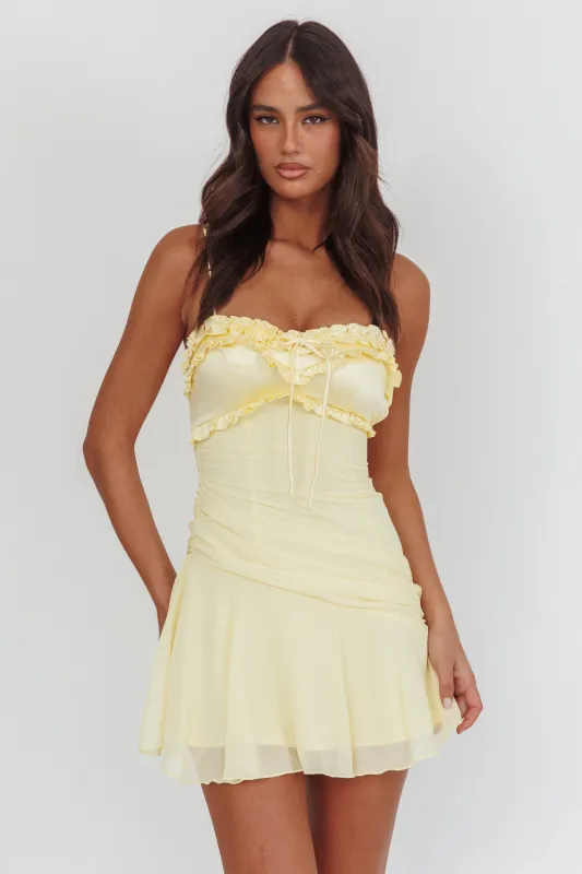 Dainty Frill Trim Mini Dress Yellow sold by Selfie Leslie