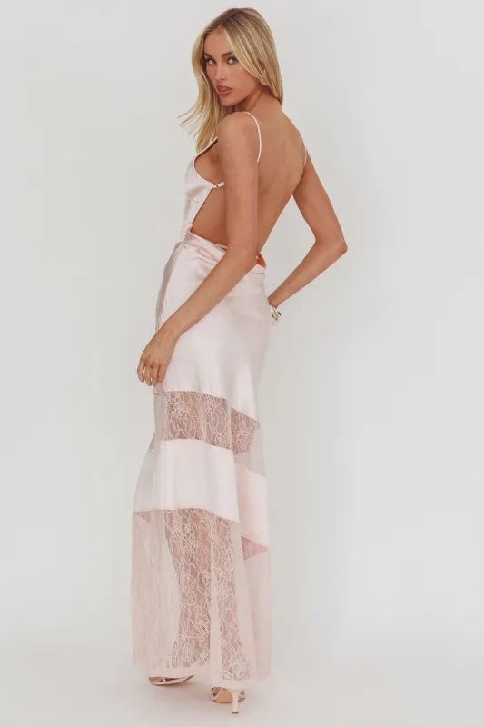 Helsi Low Back Lace Insert Maxi Dress Pink sold by Selfie Leslie