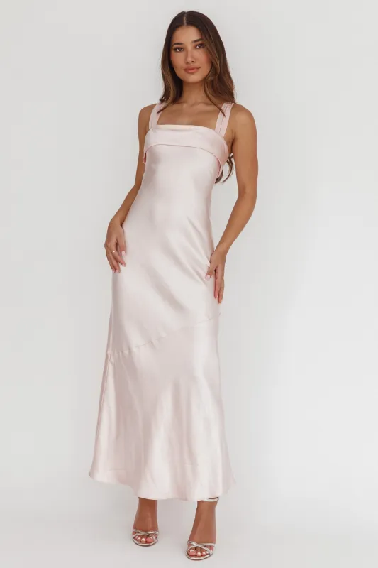 Carmel Shoulder Sash Midi Dress Blush sold by Selfie Leslie