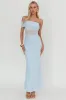 Gala One-Shoulder Sheer Waist Maxi Dress Blue sold by Selfie Leslie