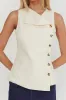 Monnika Sleeveless Side Button Top Oyster sold by Selfie Leslie