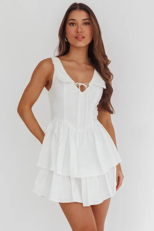 Corella Tied Bust Layered Hem Mini Dress White sold by Selfie Leslie