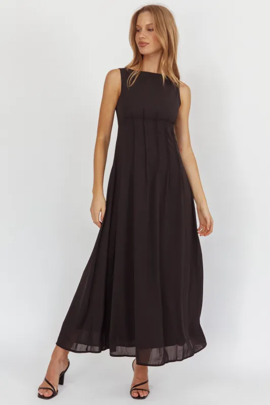 Karine Pintuck Pleat Maxi Dress Black sold by Selfie Leslie