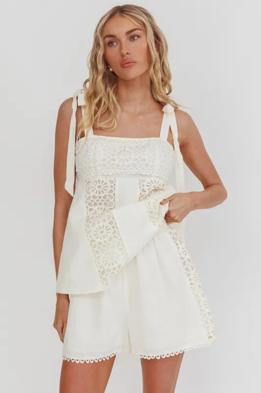 Baybreeze Lace Applique Shorts White sold by Selfie Leslie