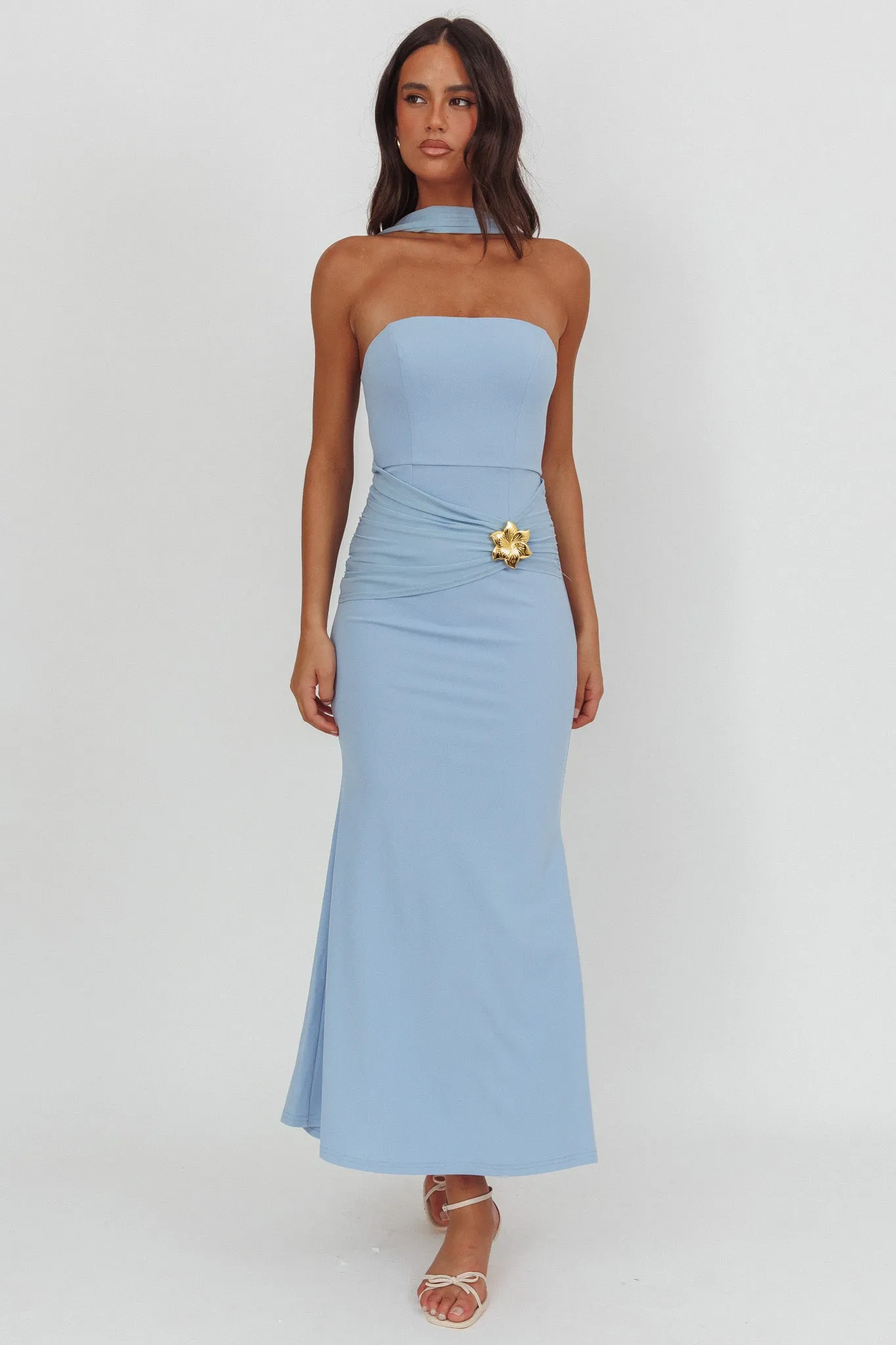 Jeramia Strapless Brooch Maxi Dress Blue sold by Selfie Leslie product image thumbnail 4