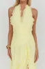 Enticing Halterneck Frill Maxi Dress Yellow sold by Selfie Leslie
