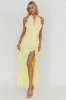 Enticing Halterneck Frill Maxi Dress Yellow sold by Selfie Leslie