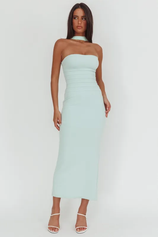 Luna Sol Reverse Halter Maxi Dress Mint sold by Selfie Leslie