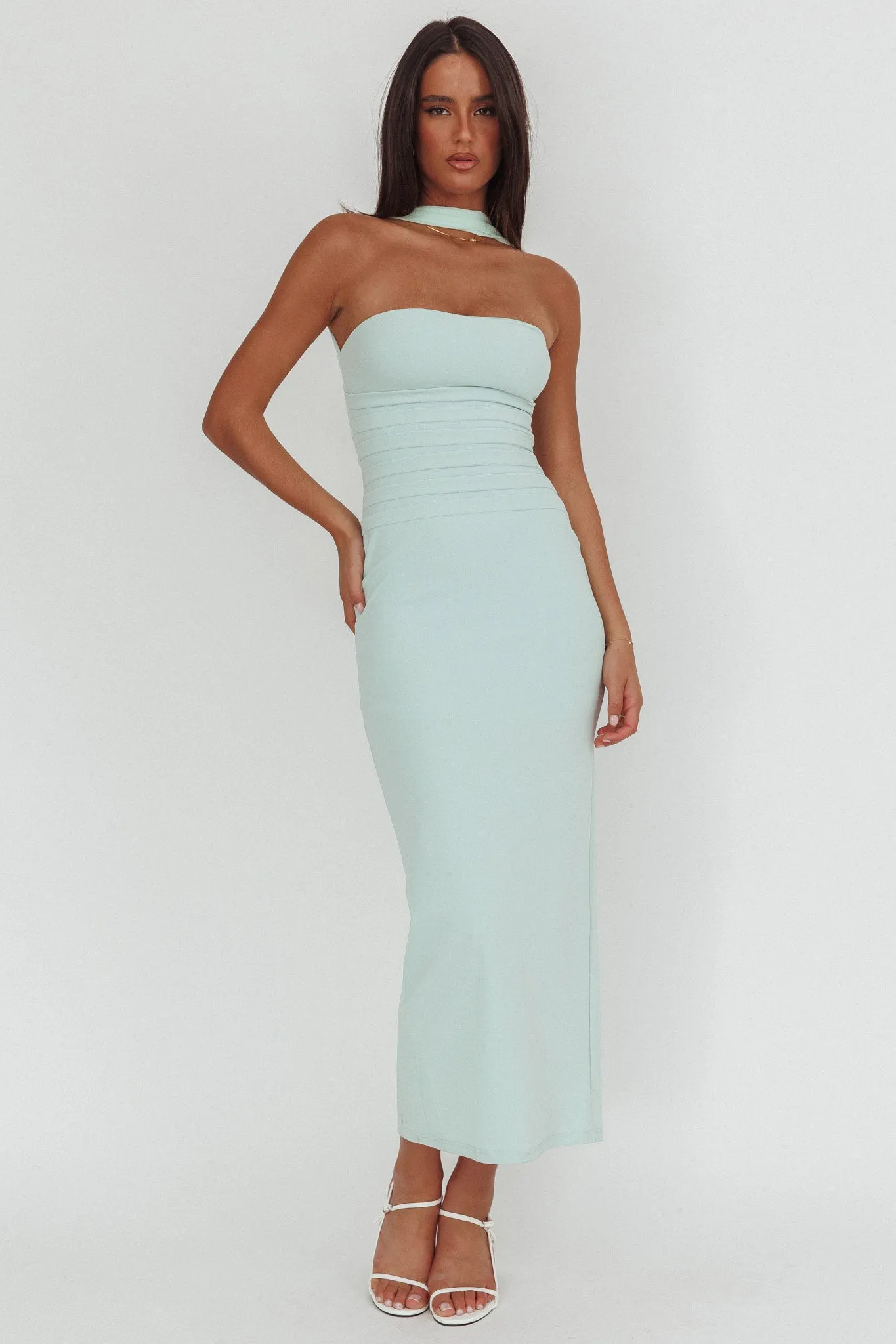 Luna Sol Reverse Halter Maxi Dress Mint sold by Selfie Leslie product image thumbnail 4