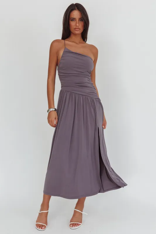 Destination One-Shoulder Maxi Dress Taupe sold by Selfie Leslie