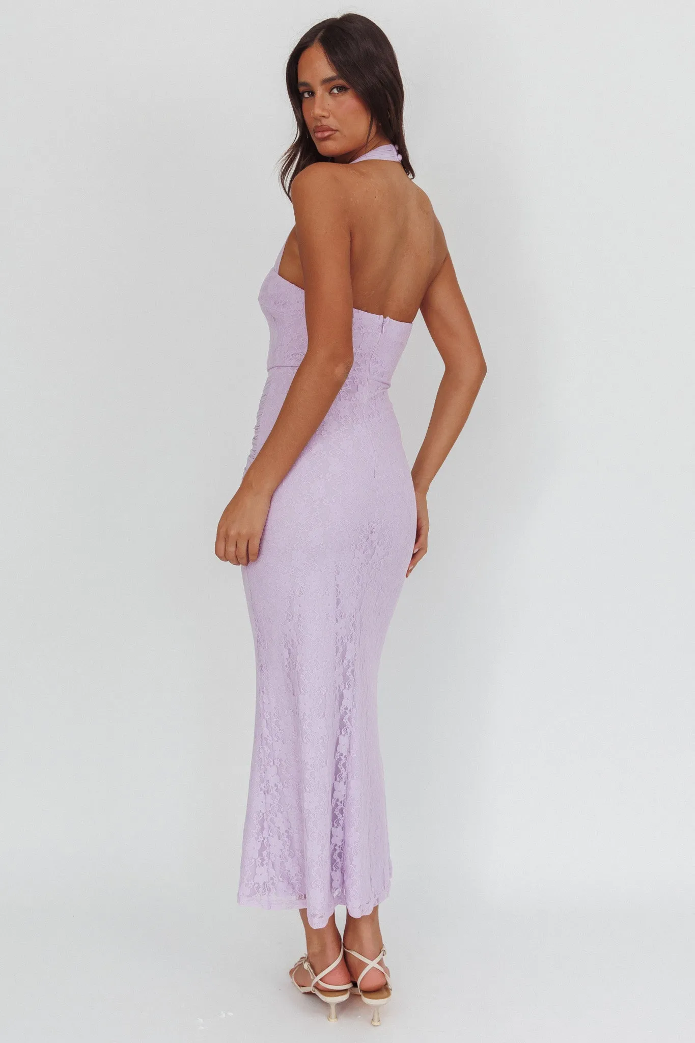 Luli Waist Sash Halter Maxi Dress Lace Lilac sold by Selfie Leslie product image thumbnail 2