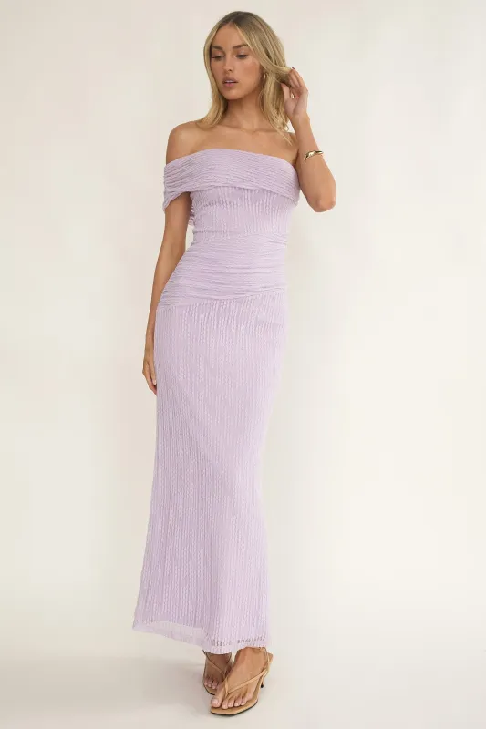 Gala One-Shoulder Textured Maxi Dress Lilac sold by Selfie Leslie