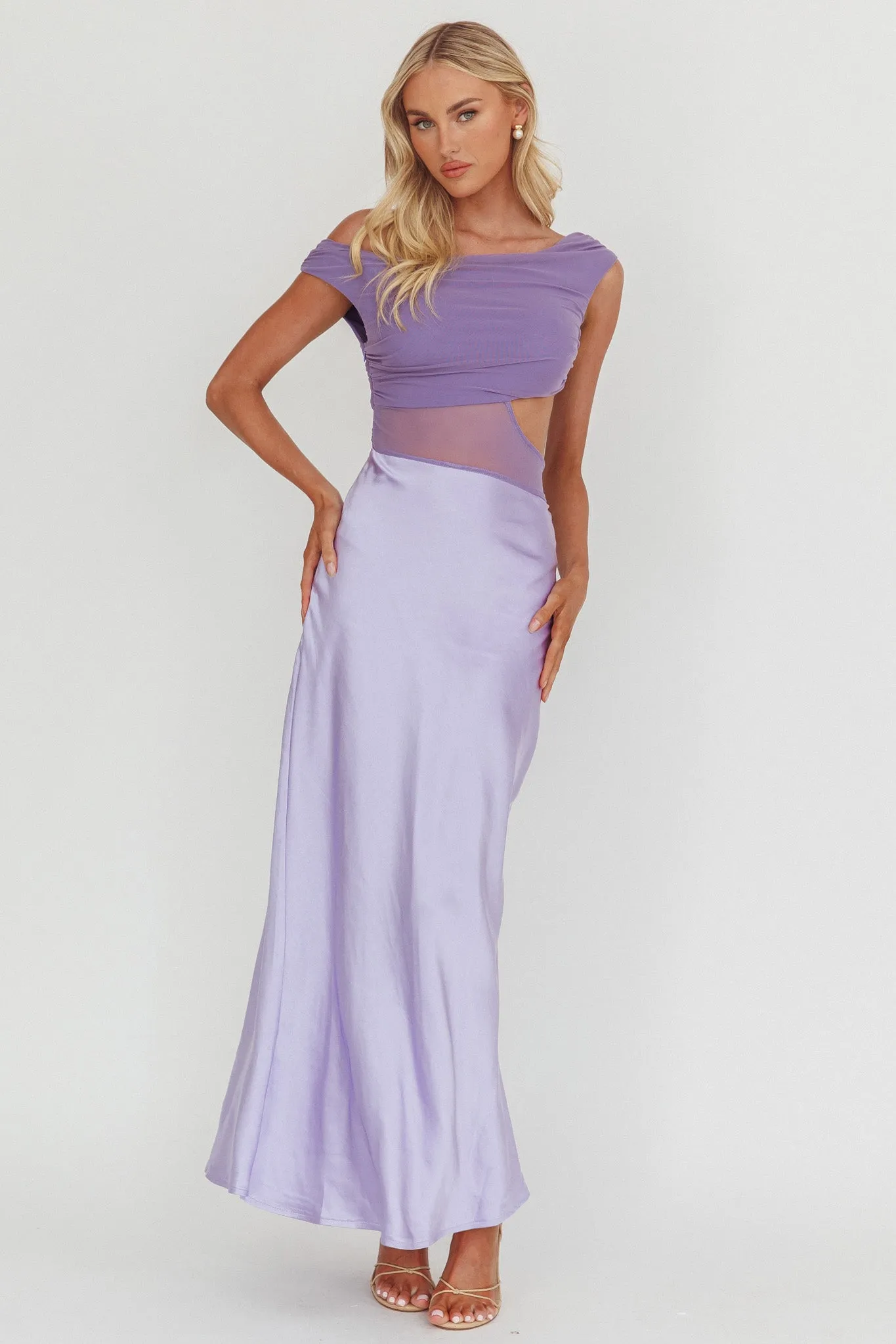 In Blooms Mesh Bodice Maxi Dress Lilac sold by Selfie Leslie product image thumbnail 5