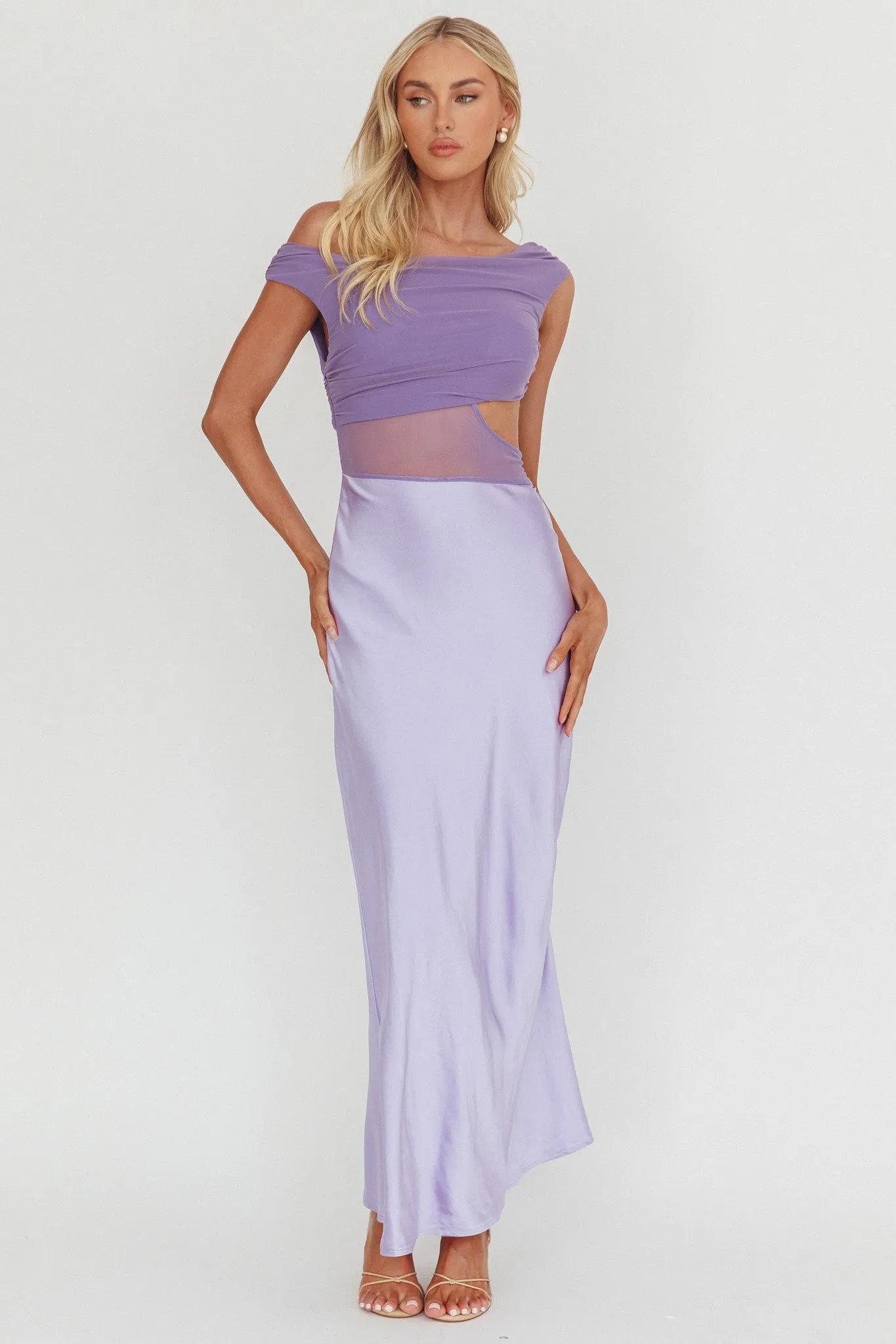 In Blooms Mesh Bodice Maxi Dress Lilac sold by Selfie Leslie product image thumbnail 4