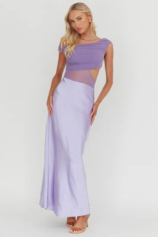In Blooms Mesh Bodice Maxi Dress Lilac sold by Selfie Leslie