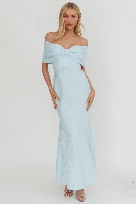 Fairytales Off-Shoulder Jacquard Maxi Dress Blue sold by Selfie Leslie