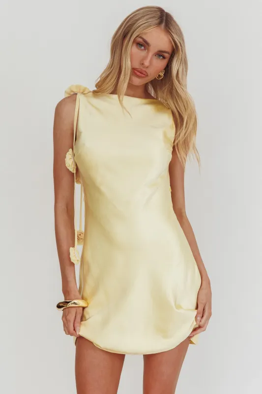 Collecting Memories Backless Rosette String Mini Dress Butter sold by Selfie Leslie
