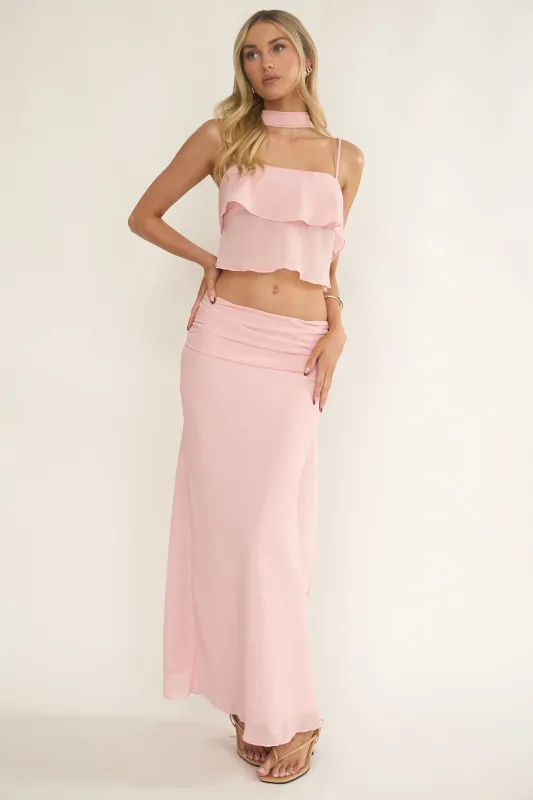 Serrita Gathered Waist Maxi Skirt Blush sold by Selfie Leslie