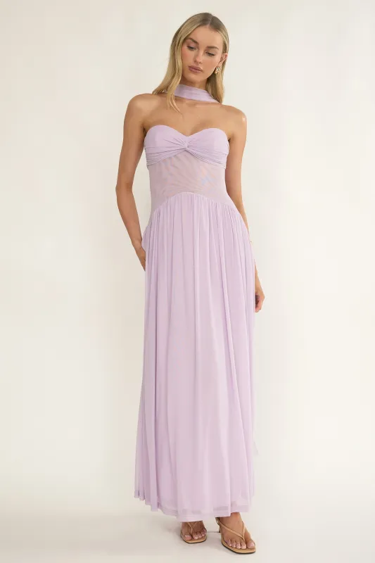 Annita Sheer Waist Maxi Dress Lilac sold by Selfie Leslie