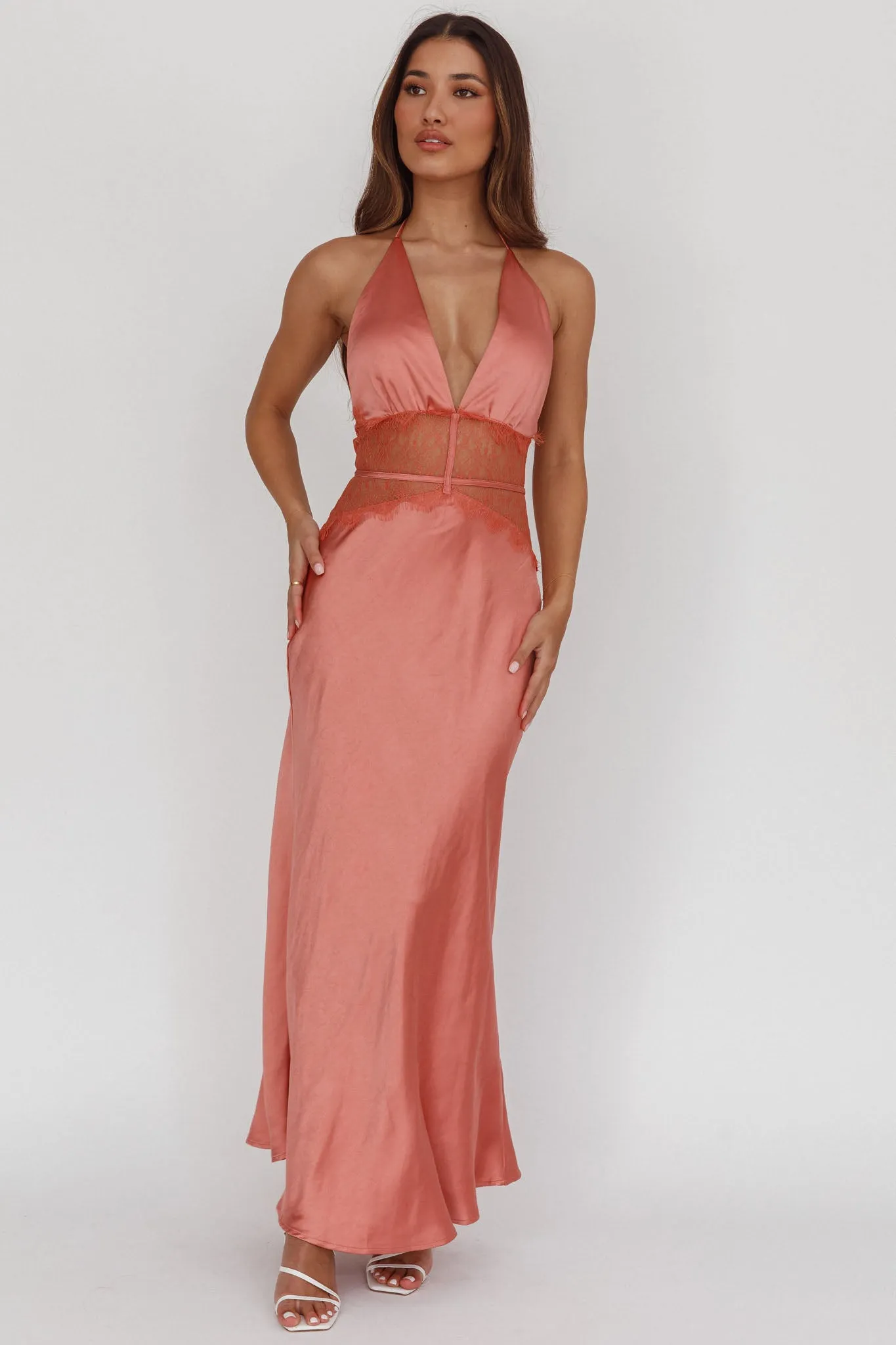 Tarly Lace Waist Halter Maxi Dress Rose sold by Selfie Leslie product image thumbnail 4