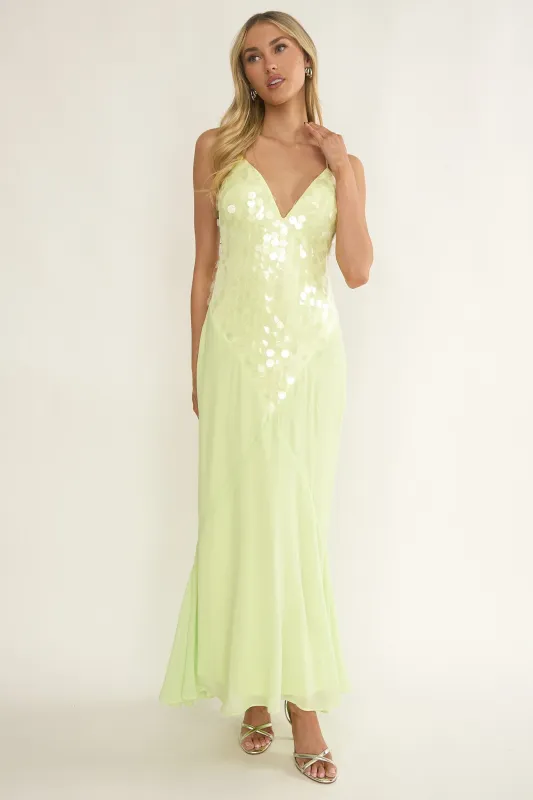 Meranda V-Neck Maxi Dress Sequin Yellow sold by Selfie Leslie