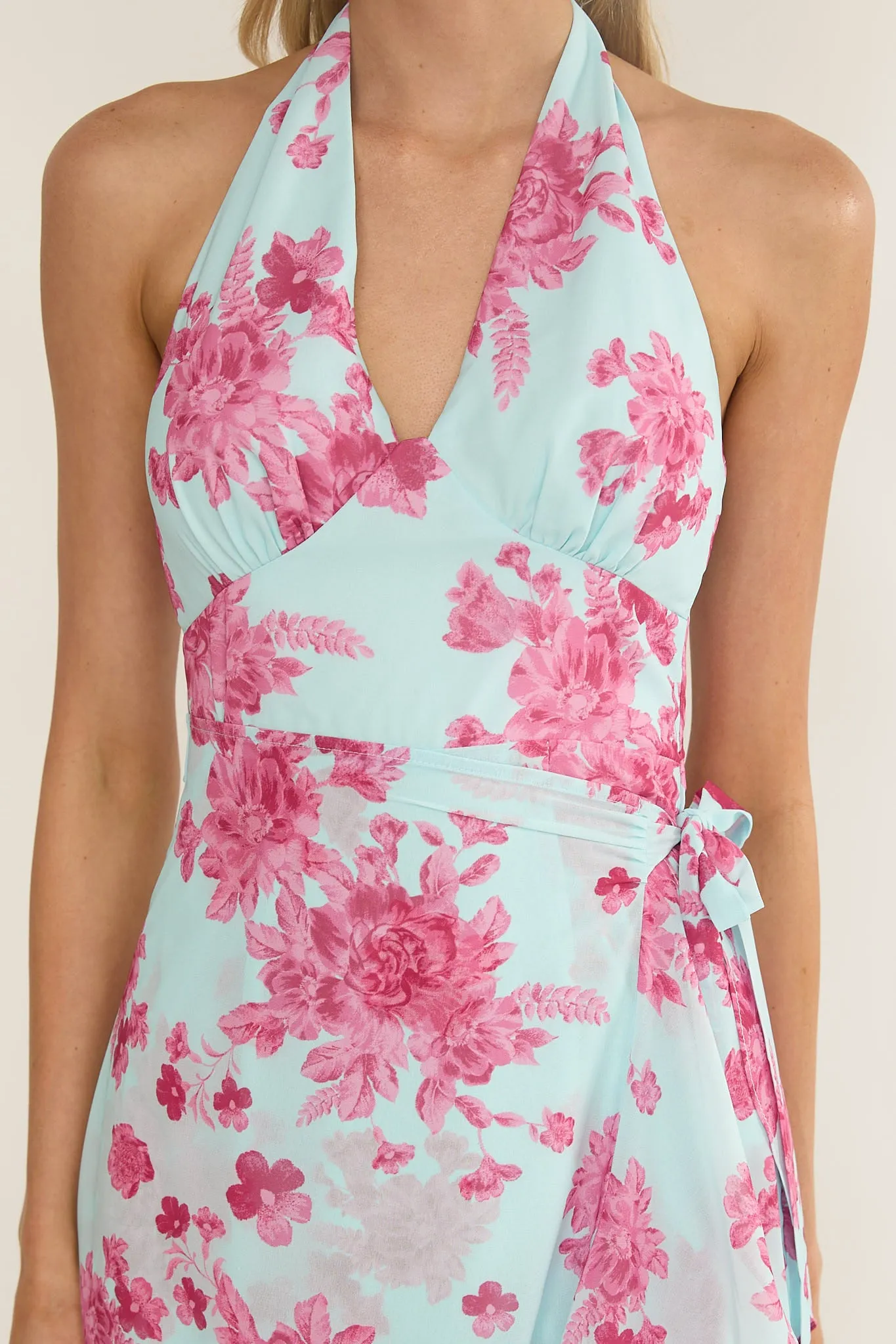 Nerida Waist Tie Asymmetric Dress Floral Ice Blue sold by Selfie Leslie product image thumbnail 3