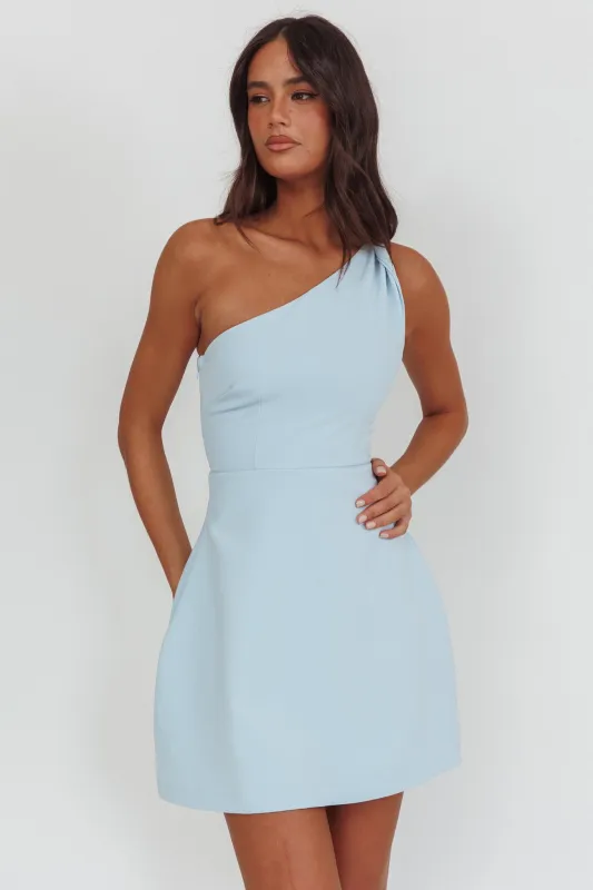 Lingering Love One-Shoulder Twist Mini Dress Blue sold by Selfie Leslie