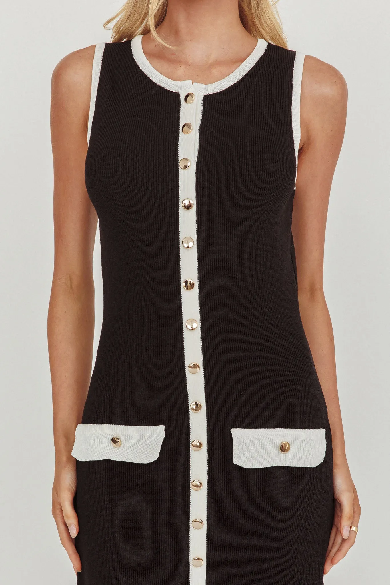 Thessa Faux Placket Knit Maxi Dress Black sold by Selfie Leslie product image thumbnail 4