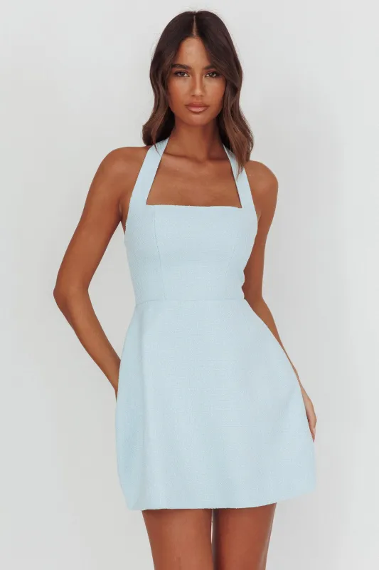Hendrix Halterneck A-Line Mini Dress Blue sold by Selfie Leslie