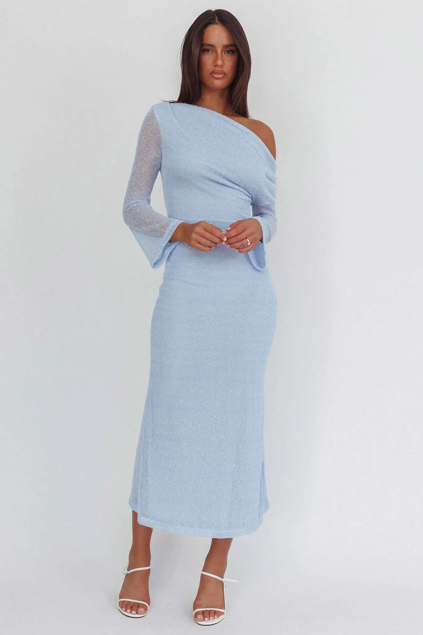 Alivya Asymmetric Neckline Knit Maxi Dress Blue sold by Selfie Leslie product image thumbnail 5