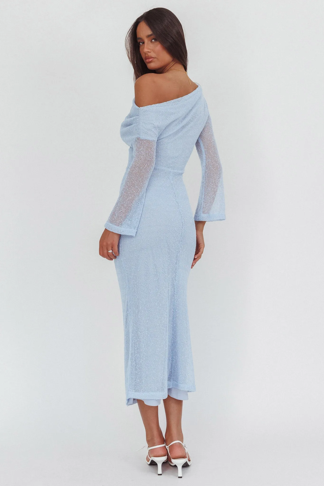 Alivya Asymmetric Neckline Knit Maxi Dress Blue sold by Selfie Leslie product image thumbnail 2