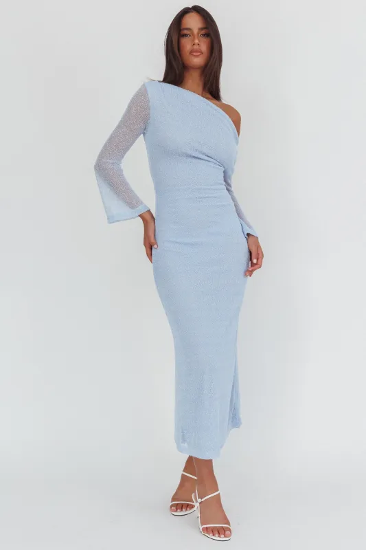 Alivya Asymmetric Neckline Knit Maxi Dress Blue sold by Selfie Leslie