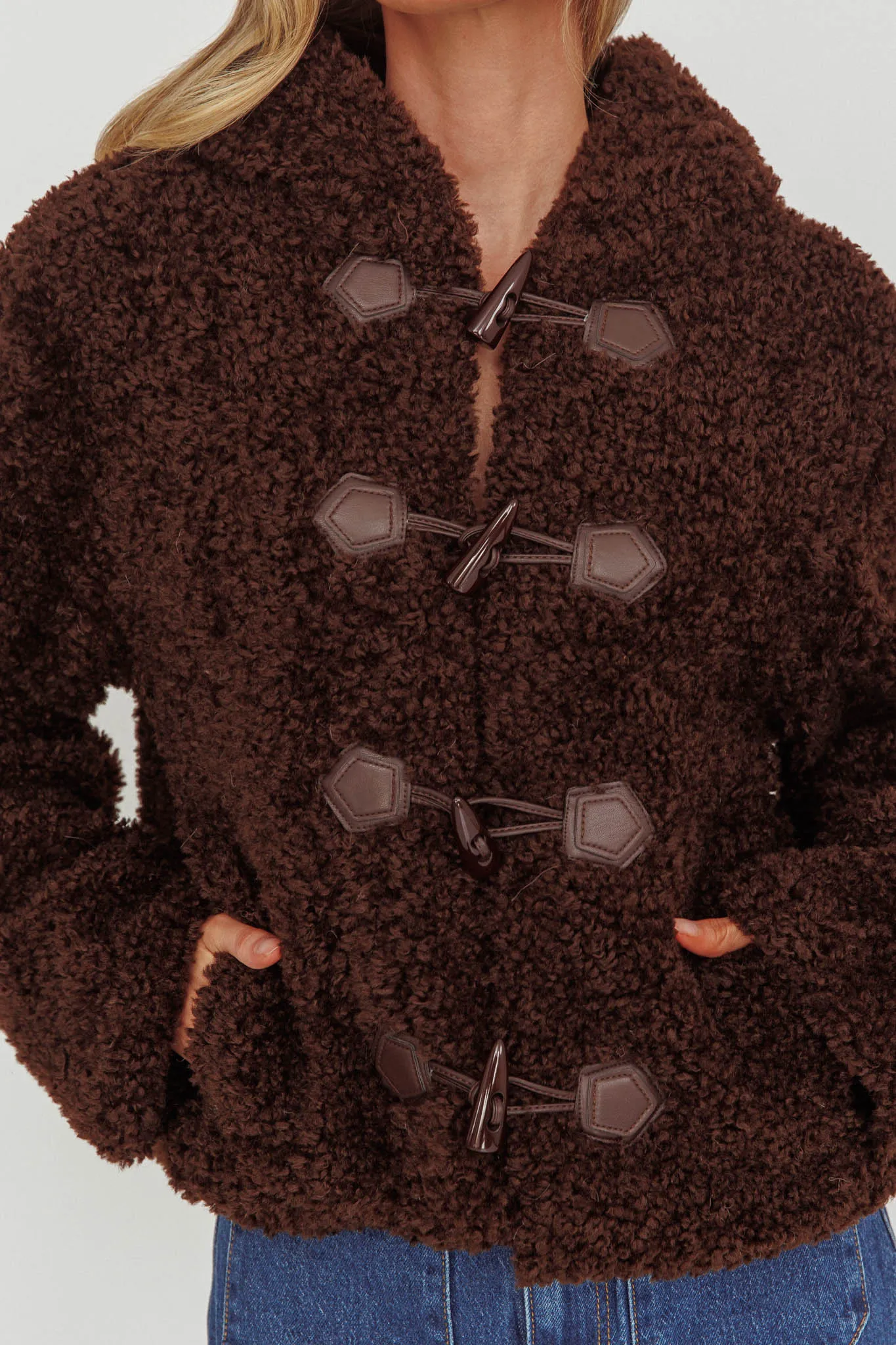 Elaris Hooded Toggle Jacket Brown sold by Selfie Leslie product image thumbnail 3