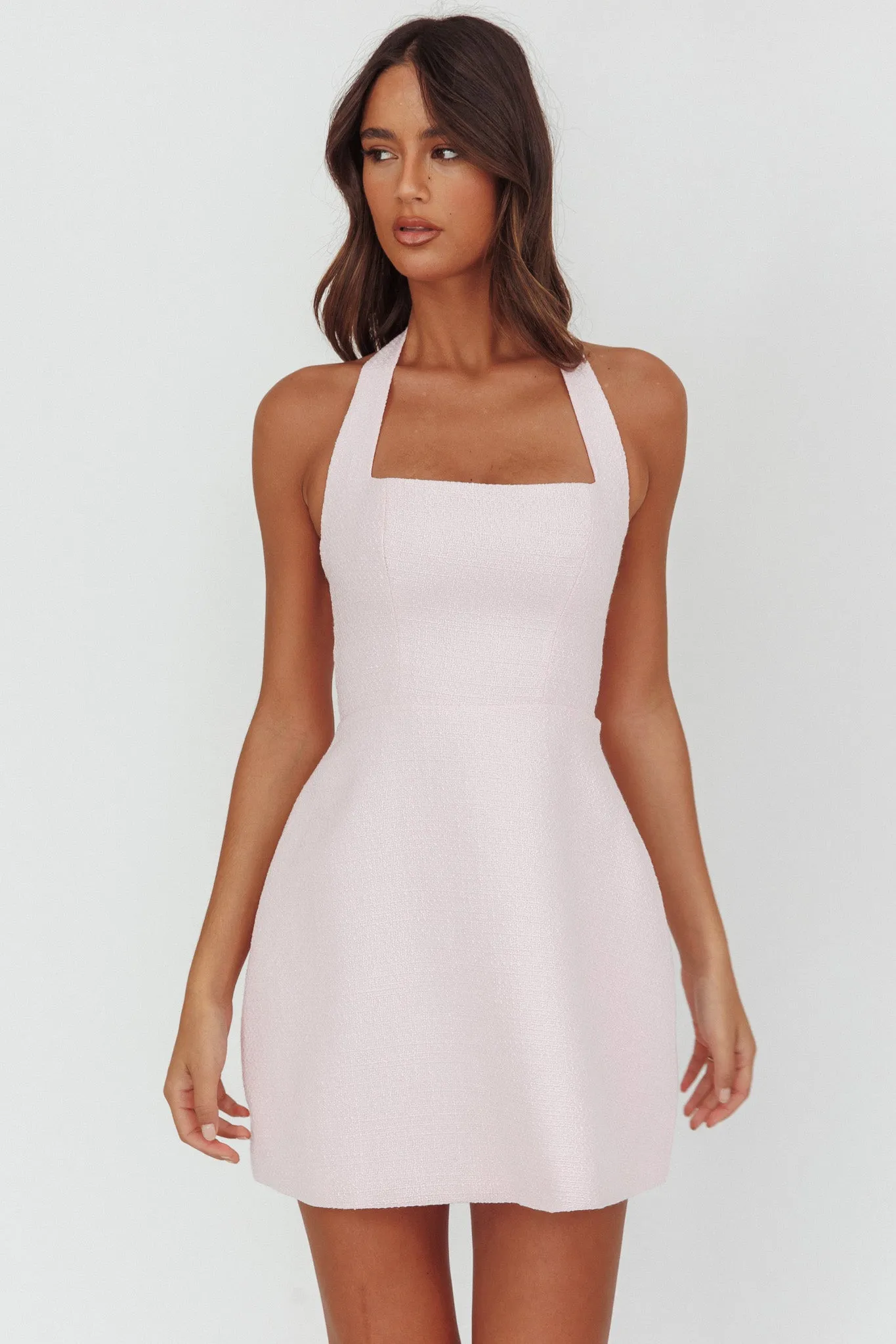 Hendrix Halterneck A-Line Mini Dress Pink sold by Selfie Leslie product image thumbnail 5