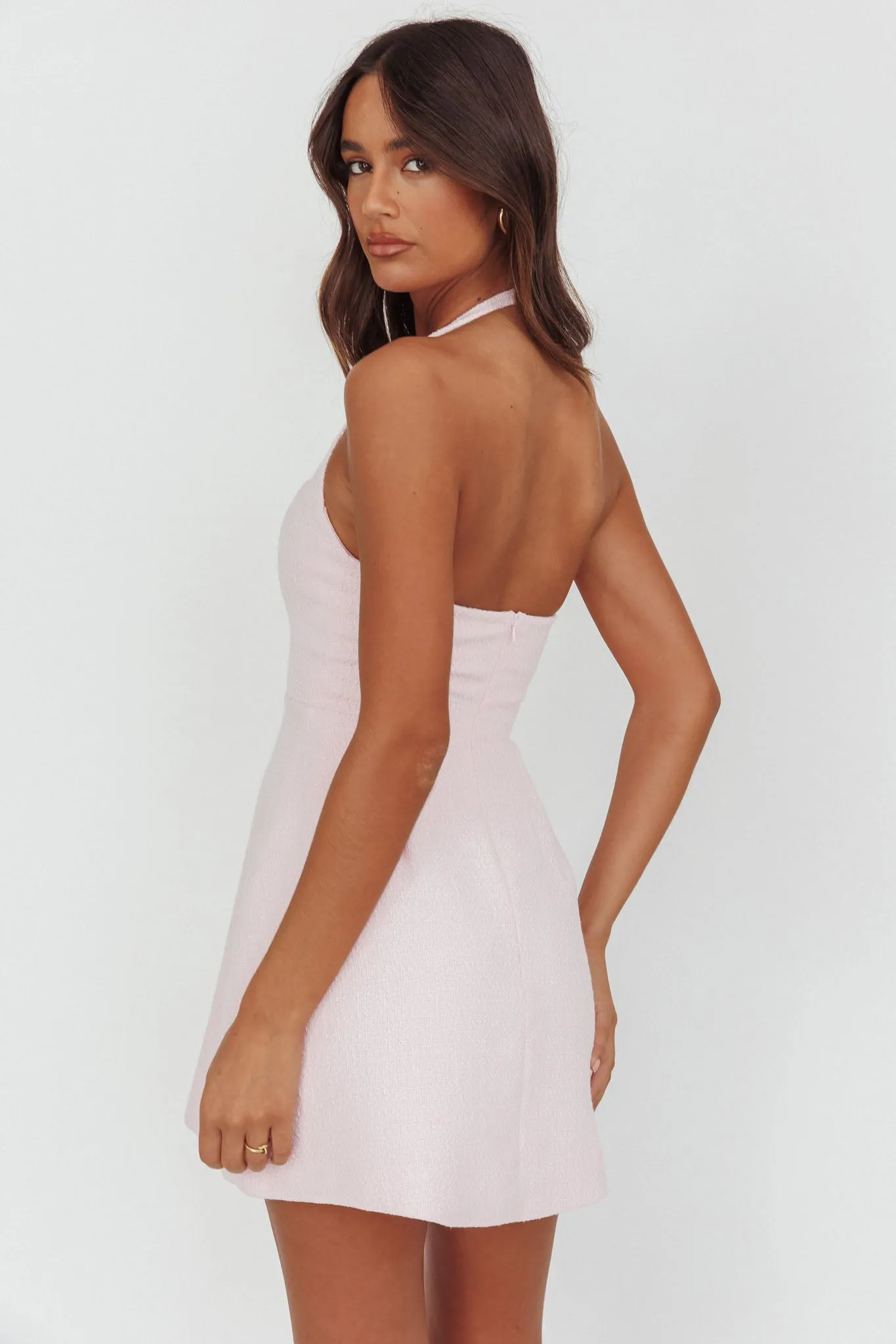Hendrix Halterneck A-Line Mini Dress Pink sold by Selfie Leslie product image thumbnail 2