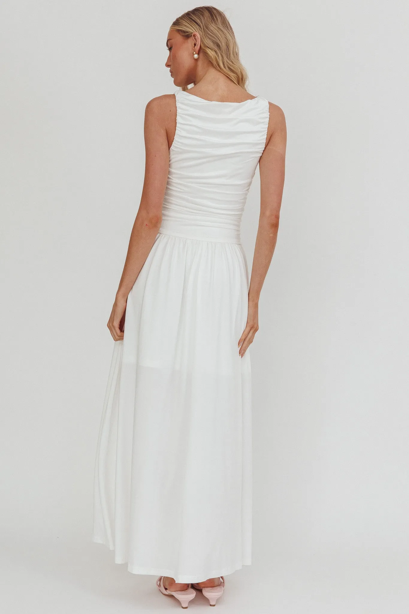 Dalayla Sleeveless Ruched Maxi Dress White sold by Selfie Leslie product image thumbnail 2
