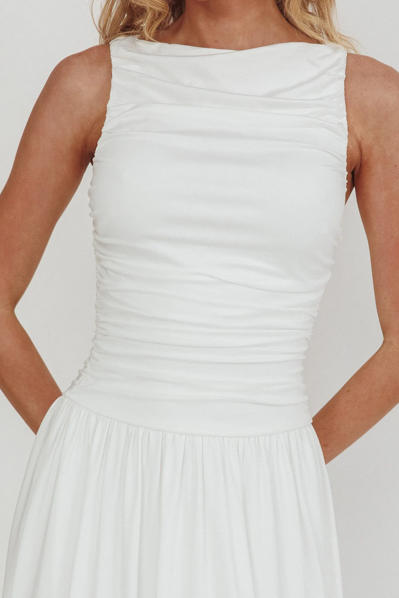 Dalayla Sleeveless Ruched Maxi Dress White sold by Selfie Leslie product image thumbnail 3
