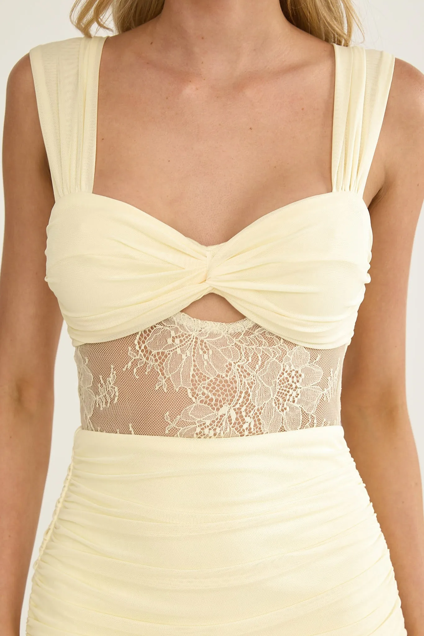 Oliana Twist Bust Lace Maxi Dress Lemon sold by Selfie Leslie product image thumbnail 4