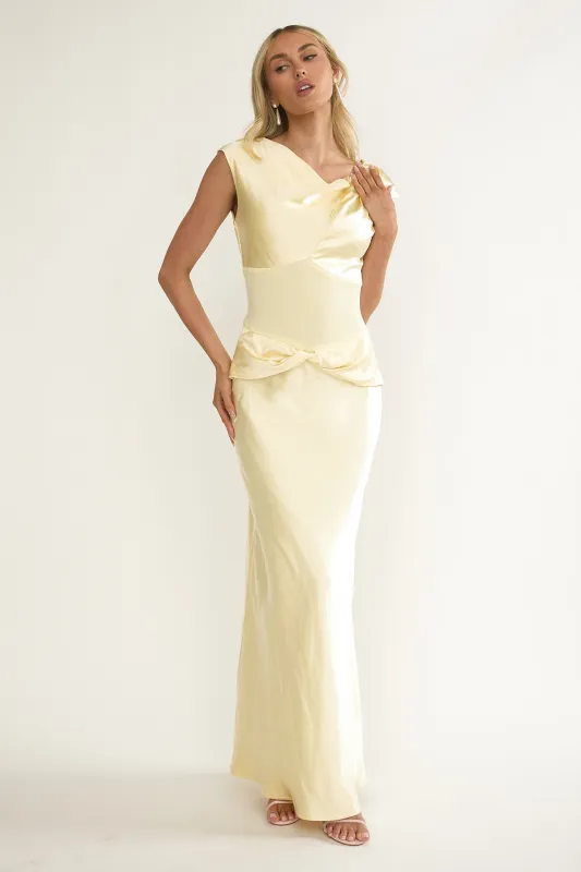 Tahlia Rae Mesh Waist Cap Sleeve Maxi Dress Butter sold by Selfie Leslie