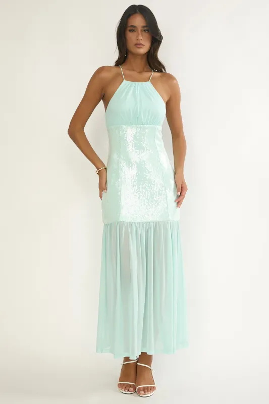 Wilma Sequin Bodice Maxi Dress Mint sold by Selfie Leslie