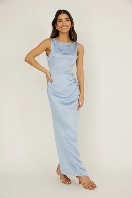 Leila Boat Neck Midi Dress Blue sold by Selfie Leslie
