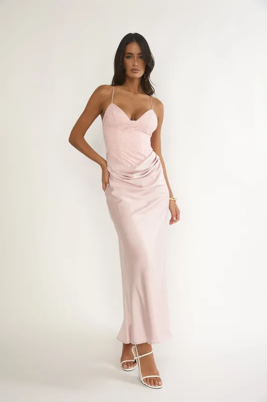 Faelis Draped Waist Maxi Dress Pink sold by Selfie Leslie