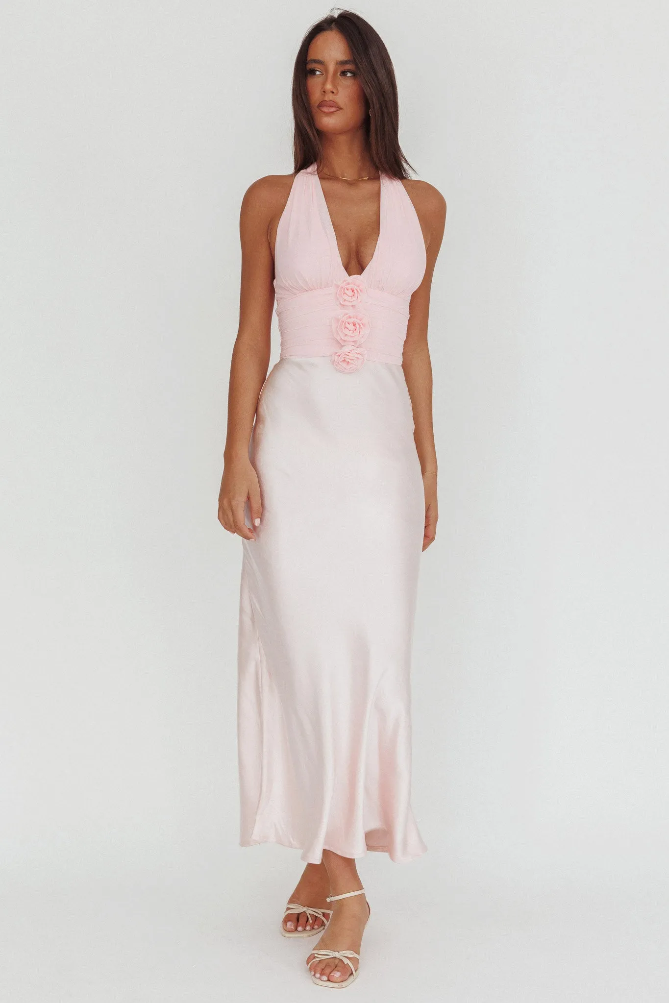 Heliora Halterneck Rosette Bust Maxi Dress Pink sold by Selfie Leslie product image thumbnail 5