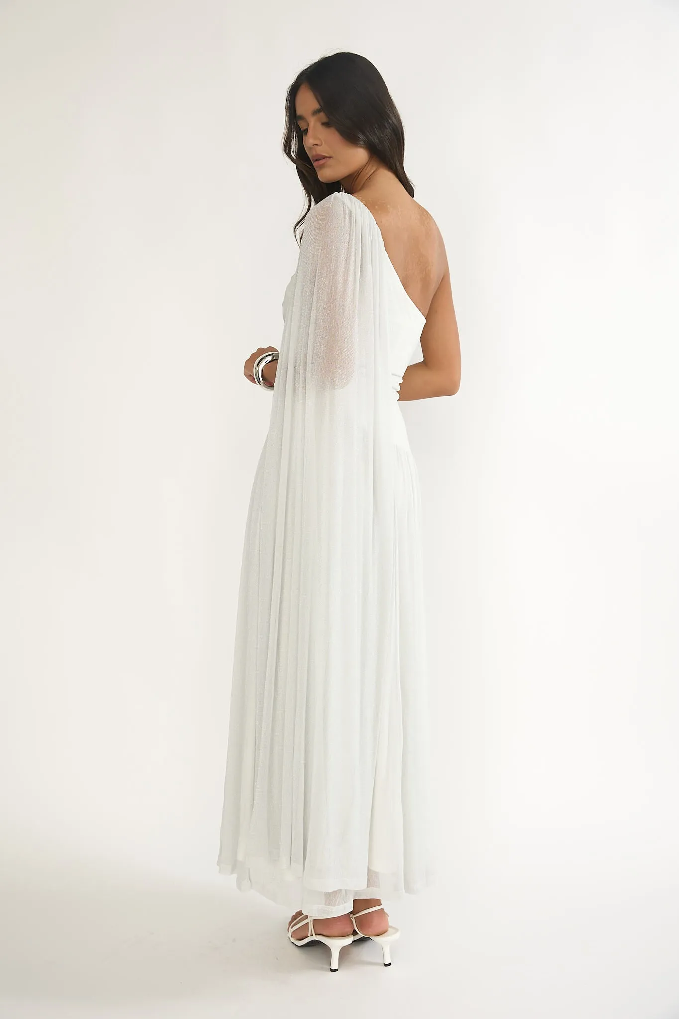 Zorina One-Shoulder Drape Maxi Dress Silver sold by Selfie Leslie product image thumbnail 2