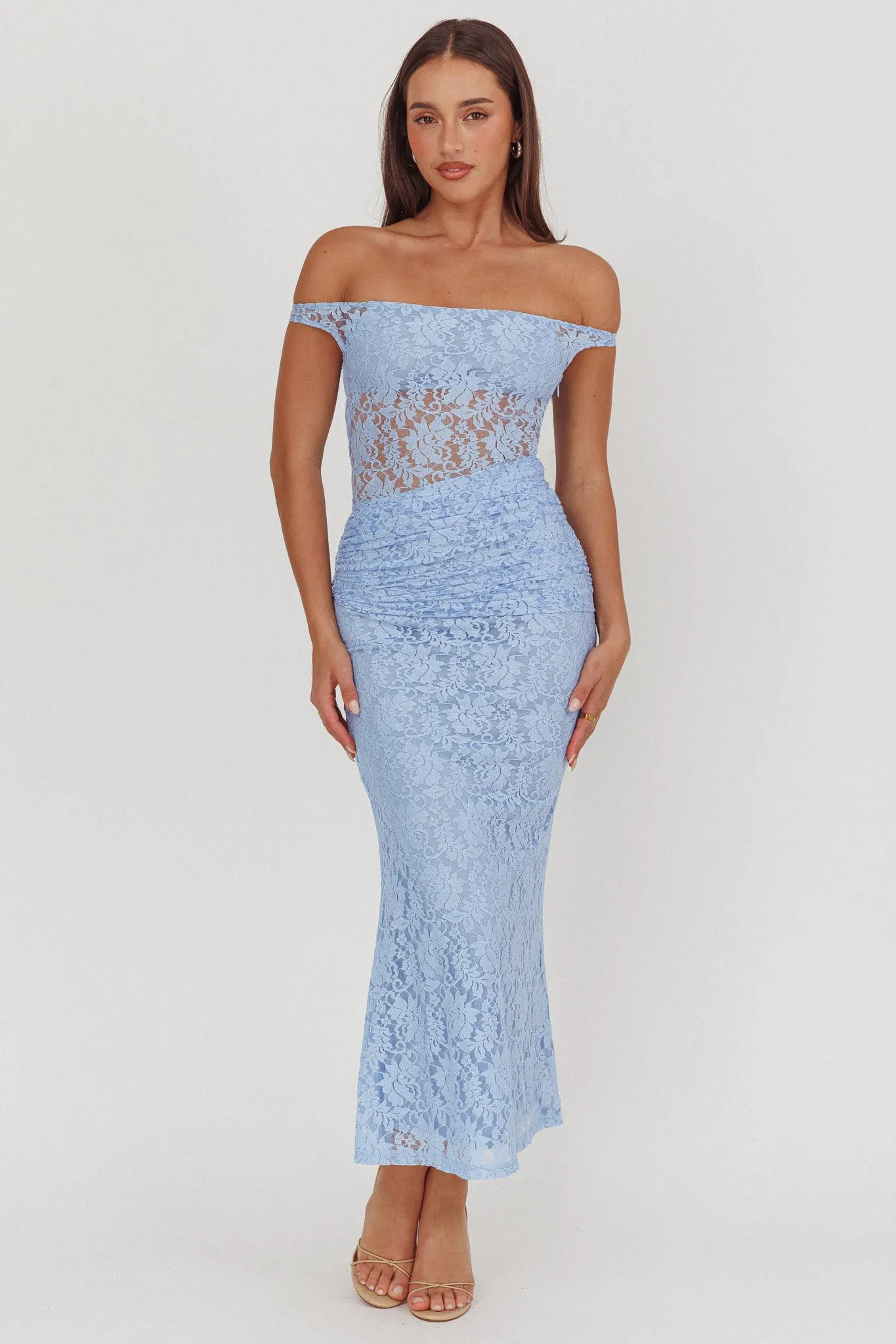 Bellora Off-Shoulder Lace Maxi Dress Blue sold by Selfie Leslie product image thumbnail 4