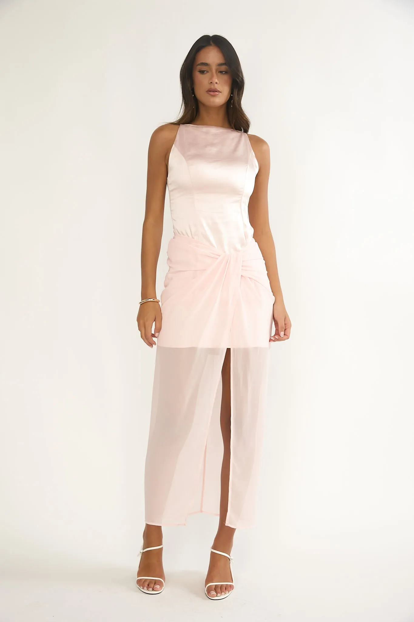 Amelisse Sheer Waist Wrap Maxi Dress Pink sold by Selfie Leslie product image thumbnail 5