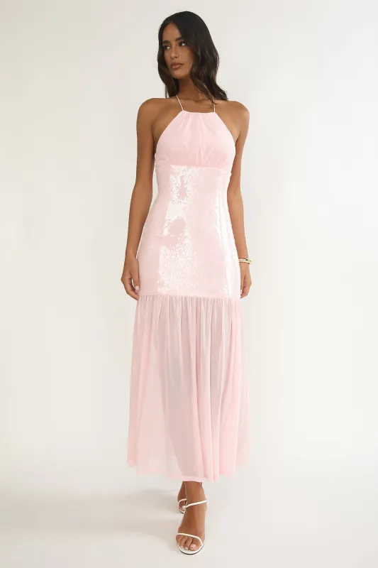 Wilma Sequin Bodice Maxi Dress Pink sold by Selfie Leslie