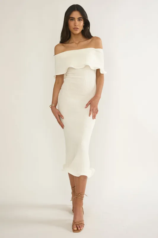 Rayna Off-Shoulder Midi Dress Ivory sold by Selfie Leslie